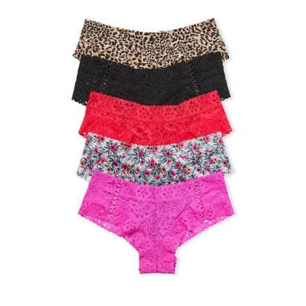 Victoria's Secret The Lacie Cheeky Panties 5 Pack Multi-Color Small NEW